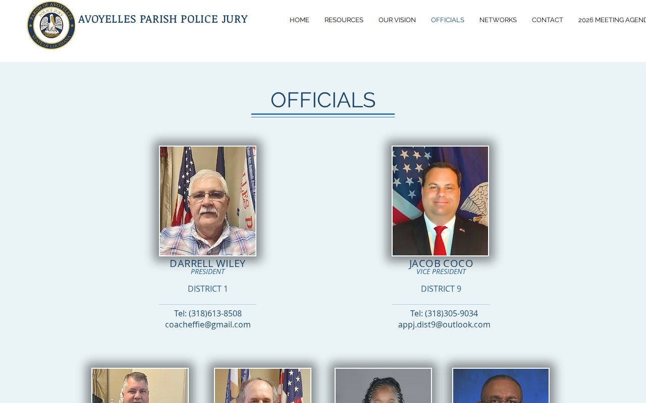 Avoyelles Parish Police Jury officials page listing Justice of the Peace and constable offices for Avoyelles County warrants