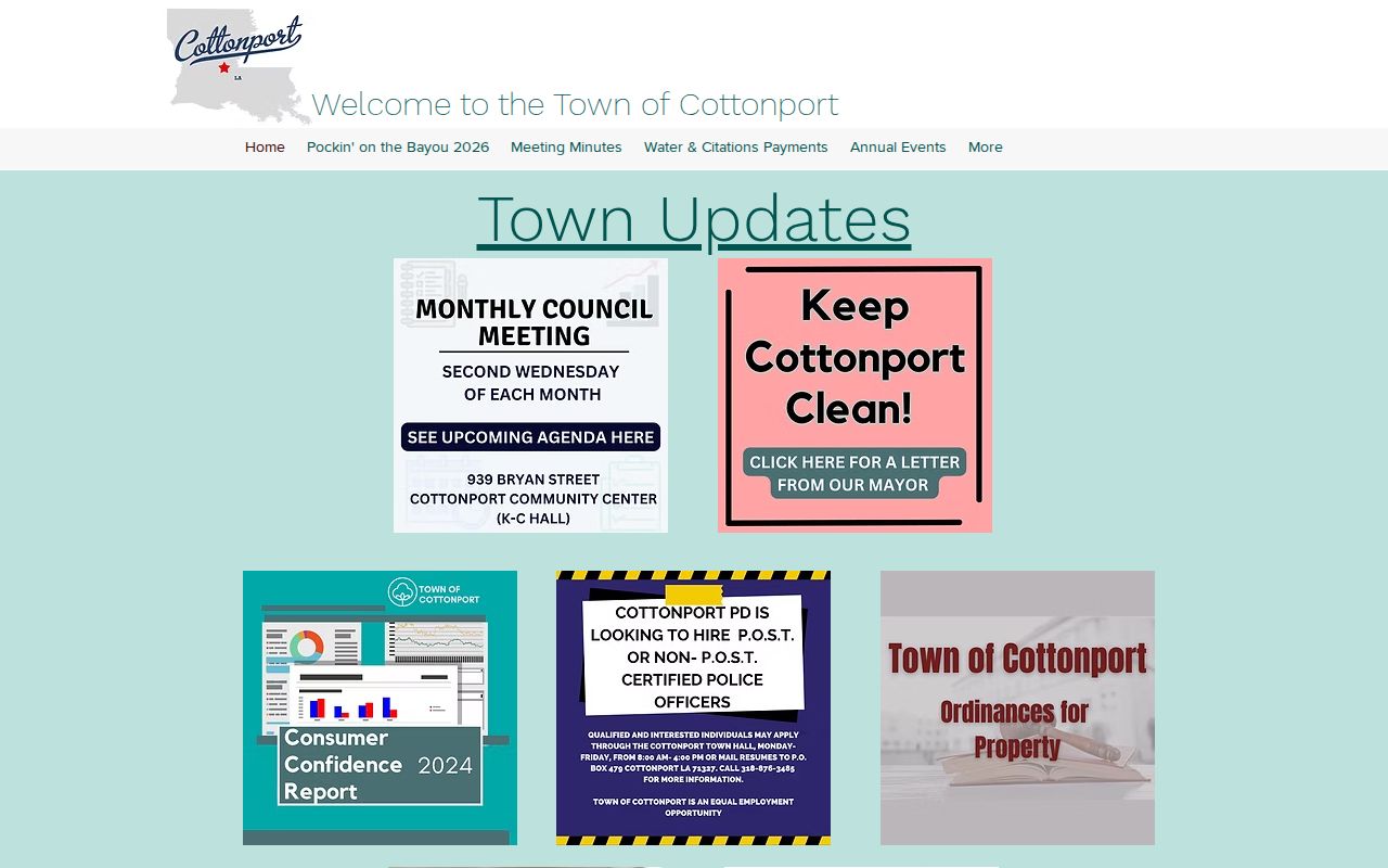 Cottonport town government landing page for Cottonport warrant records