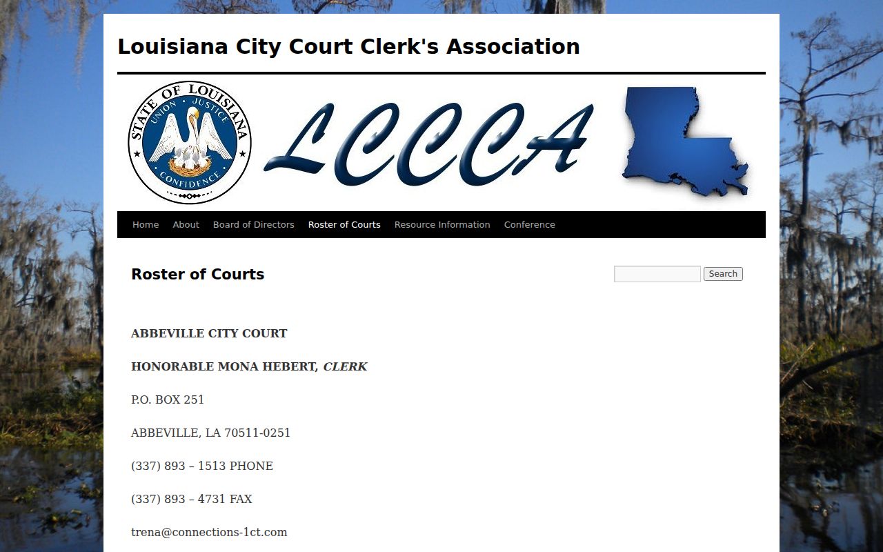 Marksville and Bunkie city court clerk directory rows for Marksville warrant records